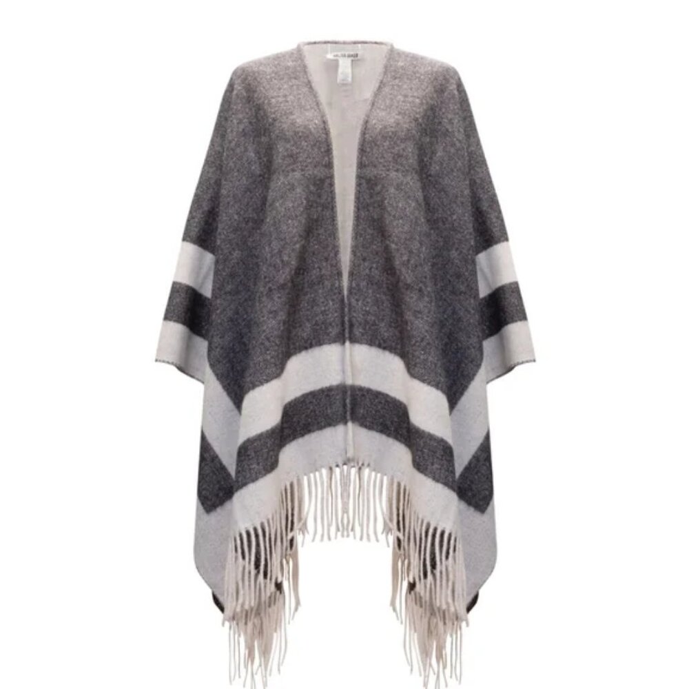 Walter Baker Verushka Reversible Poncho Charcoal/Ivory